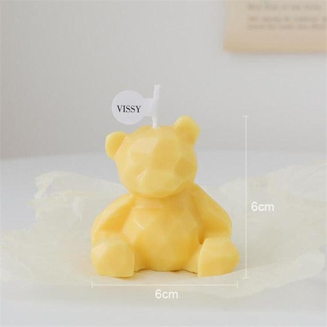 Handmade Scented Candles Creative Teddy Dog Candles Cute Bear Birthday Candles Bear Shaped Cool Candles Scented Funky Candles Aesthetic Candles Birthday Cake Decoration Cake Topper Decor For Baby ShoweAromatherapy Teddy Bear Shape Candle Gift Stevvex