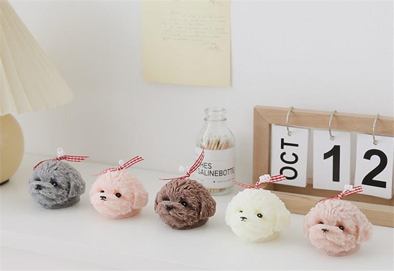 Handmade Scented Candles Creative Teddy Dog Candles Cute Bear Birthday Candles Bear Shaped Cool Candles Scented Funky Candles Aesthetic Candles Birthday Cake Decoration Cake Topper Decor For Baby ShoweAromatherapy Teddy Bear Shape Candle Gift Stevvex