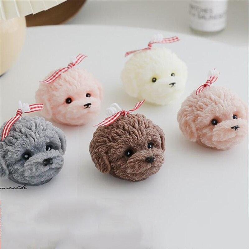 Handmade Scented Candles Creative Teddy Dog Candles Cute Bear Birthday Candles Bear Shaped Cool Candles Scented Funky Candles Aesthetic Candles Birthday Cake Decoration Cake Topper Decor For Baby ShoweAromatherapy Teddy Bear Shape Candle Gift Stevvex