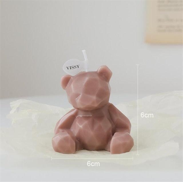 Handmade Scented Candles Creative Teddy Dog Candles Cute Bear Birthday Candles Bear Shaped Cool Candles Scented Funky Candles Aesthetic Candles Birthday Cake Decoration Cake Topper Decor For Baby ShoweAromatherapy Teddy Bear Shape Candle Gift Stevvex