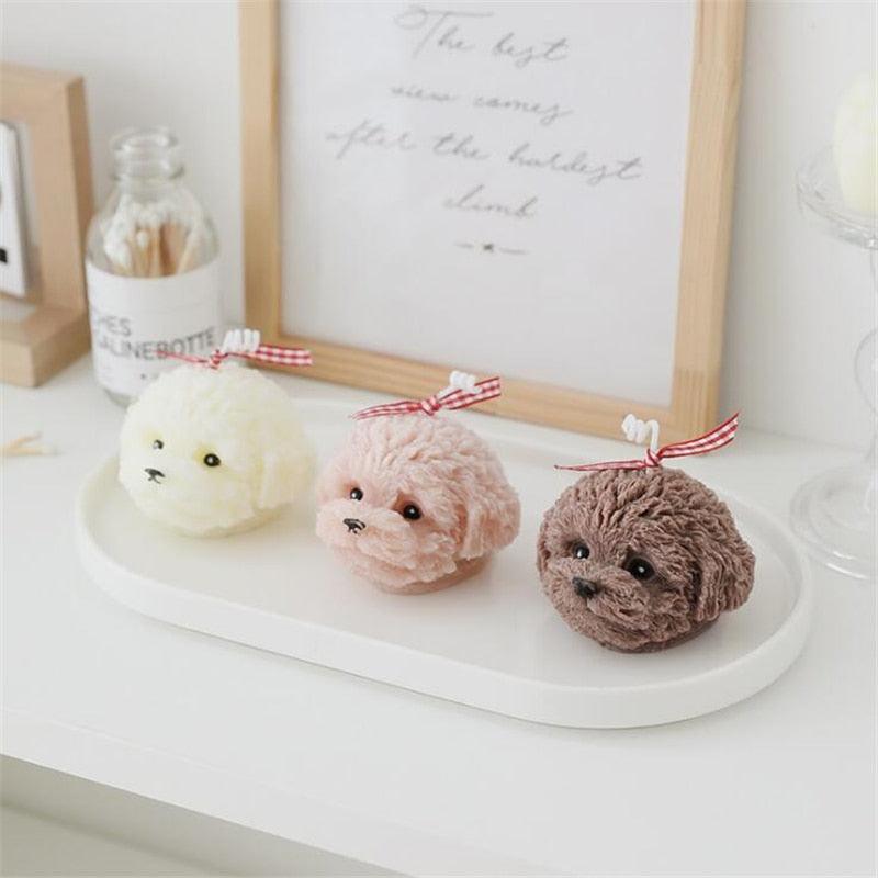 Handmade Scented Candles Creative Teddy Dog Candles Cute Bear Birthday Candles Bear Shaped Cool Candles Scented Funky Candles Aesthetic Candles Birthday Cake Decoration Cake Topper Decor For Baby ShoweAromatherapy Teddy Bear Shape Candle Gift Stevvex