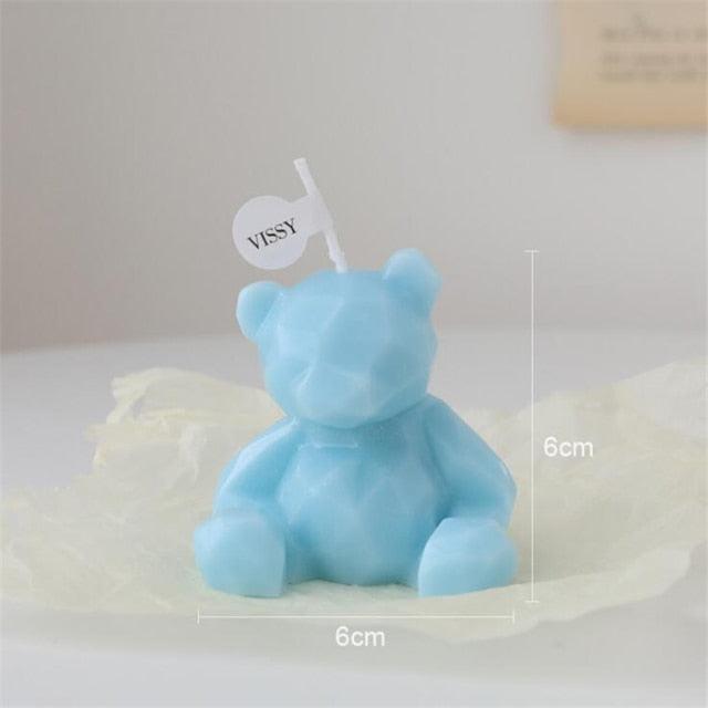 Handmade Scented Candles Creative Teddy Dog Candles Cute Bear Birthday Candles Bear Shaped Cool Candles Scented Funky Candles Aesthetic Candles Birthday Cake Decoration Cake Topper Decor For Baby ShoweAromatherapy Teddy Bear Shape Candle Gift Stevvex