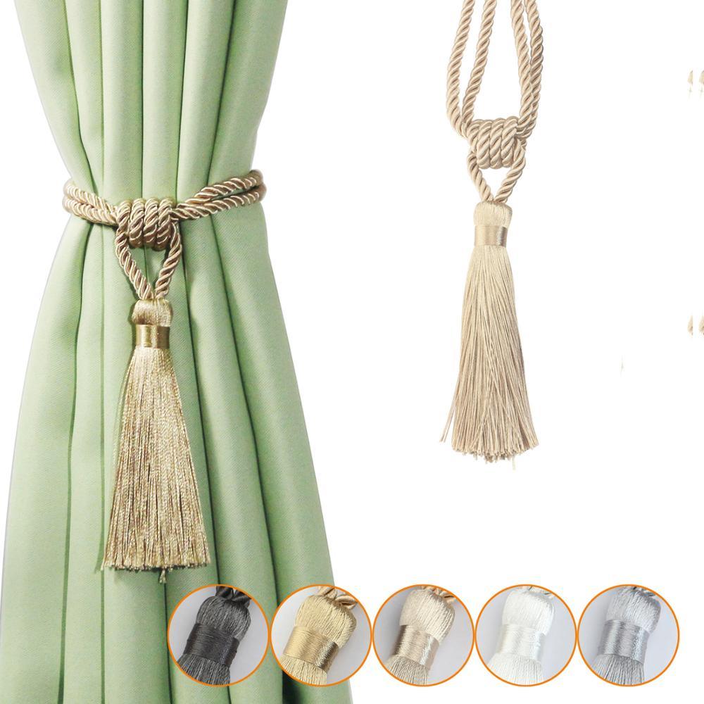 Handmade Tassel Curtain Tieback Room Accessories Gold Curtain Buckle Rope Home Decoration Holdback Window Fringe Curtain Tiebacks Hand-Woven Holdbacks Home Decorative Tassels Tiebacks Stevvex