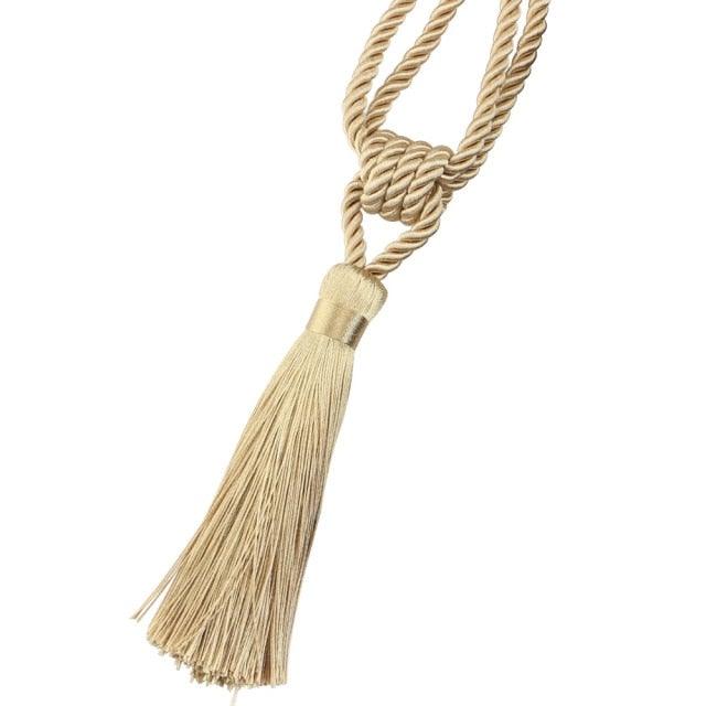 Handmade Tassel Curtain Tieback Room Accessories Gold Curtain Buckle Rope Home Decoration Holdback Window Fringe Curtain Tiebacks Hand-Woven Holdbacks Home Decorative Tassels Tiebacks Stevvex