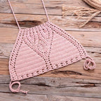 Handmade Vintage Crochet Bikinis Knitted Cotton Swimwear Women's Crochet Swimsuit Two Pieces Bathing Suits Bikini Swimsuit Top Bottom Bandage Modern Women Beachwear For Summer Stevvex