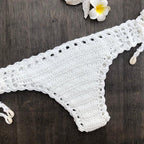 Handmade Vintage Crochet Bikinis Knitted Cotton Swimwear Women's Crochet Swimsuit Two Pieces Bathing Suits Bikini Swimsuit Top Bottom Bandage Modern Women Beachwear For Summer Stevvex