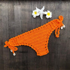 Handmade Vintage Crochet Bikinis Knitted Cotton Swimwear Women's Crochet Swimsuit Two Pieces Bathing Suits Bikini Swimsuit Top Bottom Bandage Modern Women Beachwear For Summer Stevvex