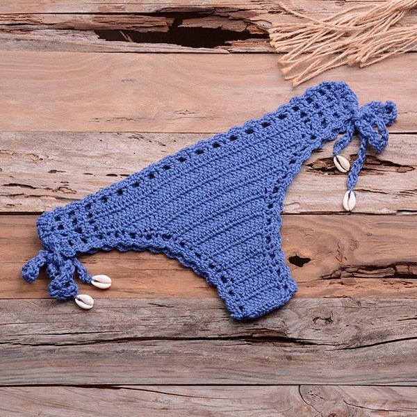 Handmade Vintage Crochet Bikinis Knitted Cotton Swimwear Women's Crochet Swimsuit Two Pieces Bathing Suits Bikini Swimsuit Top Bottom Bandage Modern Women Beachwear For Summer Stevvex