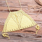 Handmade Vintage Crochet Bikinis Knitted Cotton Swimwear Women's Crochet Swimsuit Two Pieces Bathing Suits Bikini Swimsuit Top Bottom Bandage Modern Women Beachwear For Summer Stevvex