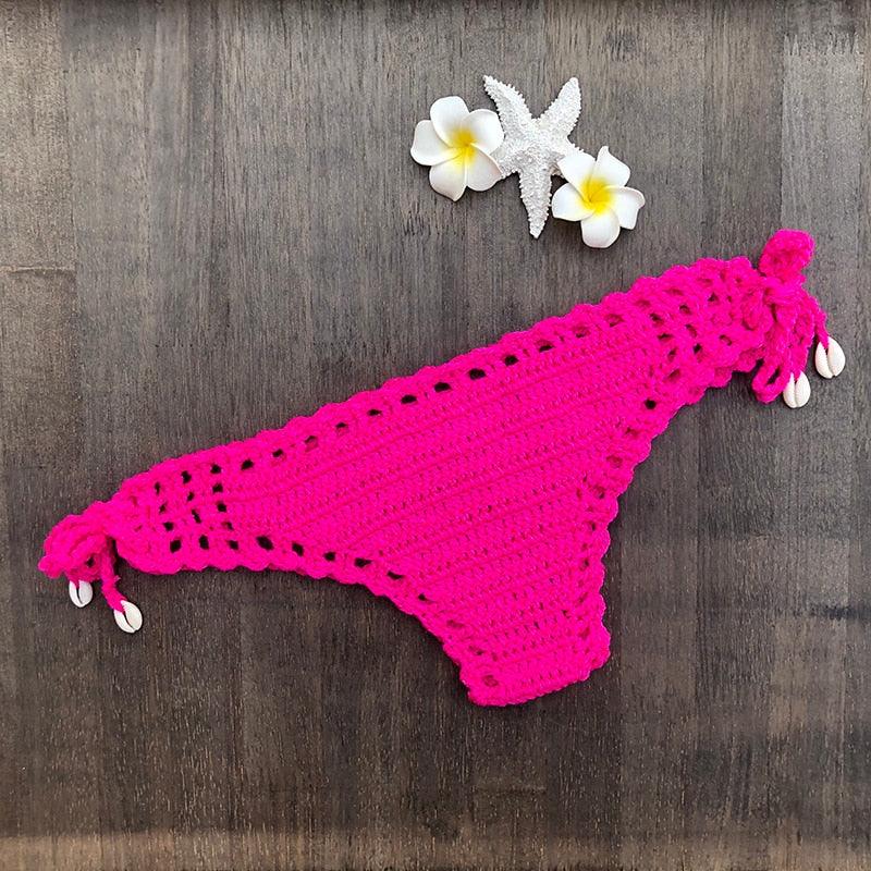 Handmade Vintage Crochet Bikinis Knitted Cotton Swimwear Women's Crochet Swimsuit Two Pieces Bathing Suits Bikini Swimsuit Top Bottom Bandage Modern Women Beachwear For Summer Stevvex
