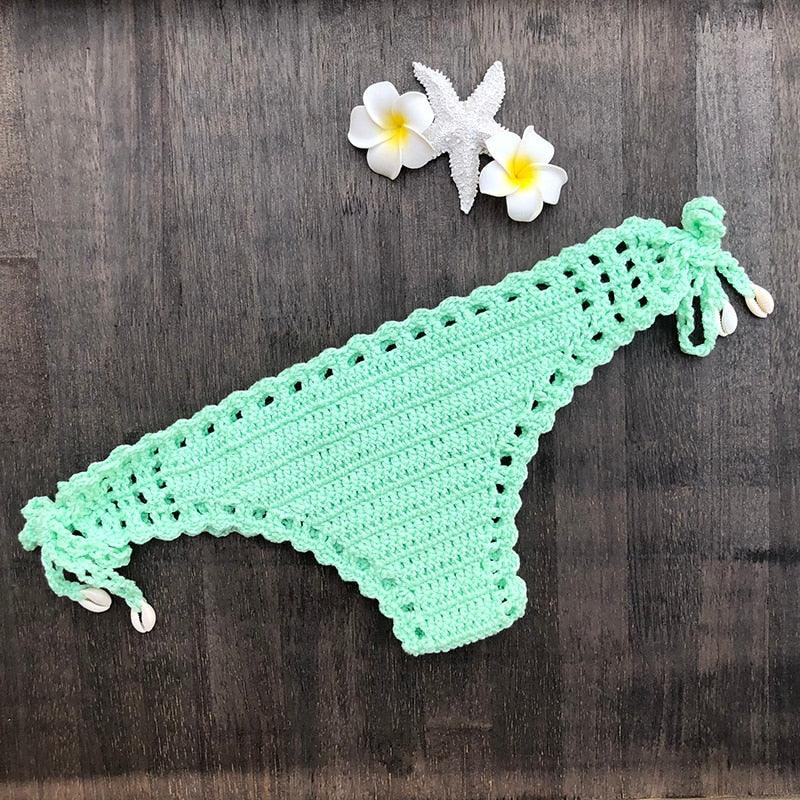 Handmade Vintage Crochet Bikinis Knitted Cotton Swimwear Women's Crochet Swimsuit Two Pieces Bathing Suits Bikini Swimsuit Top Bottom Bandage Modern Women Beachwear For Summer Stevvex