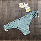 Handmade Vintage Crochet Bikinis Knitted Cotton Swimwear Women's Crochet Swimsuit Two Pieces Bathing Suits Bikini Swimsuit Top Bottom Bandage Modern Women Beachwear For Summer Stevvex