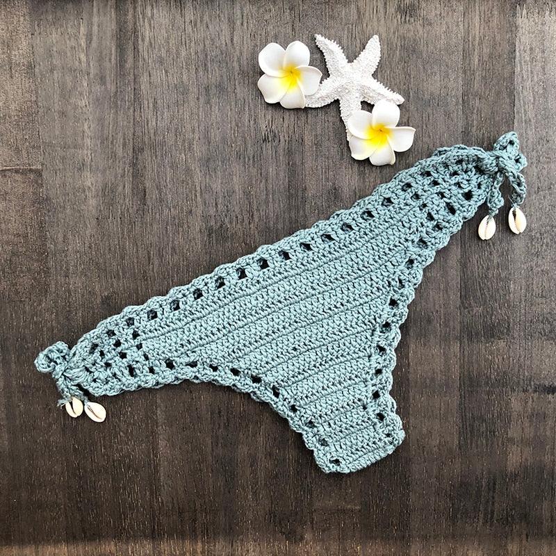 Handmade Vintage Crochet Bikinis Knitted Cotton Swimwear Women's Crochet Swimsuit Two Pieces Bathing Suits Bikini Swimsuit Top Bottom Bandage Modern Women Beachwear For Summer Stevvex