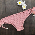 Handmade Vintage Crochet Bikinis Knitted Cotton Swimwear Women's Crochet Swimsuit Two Pieces Bathing Suits Bikini Swimsuit Top Bottom Bandage Modern Women Beachwear For Summer Stevvex