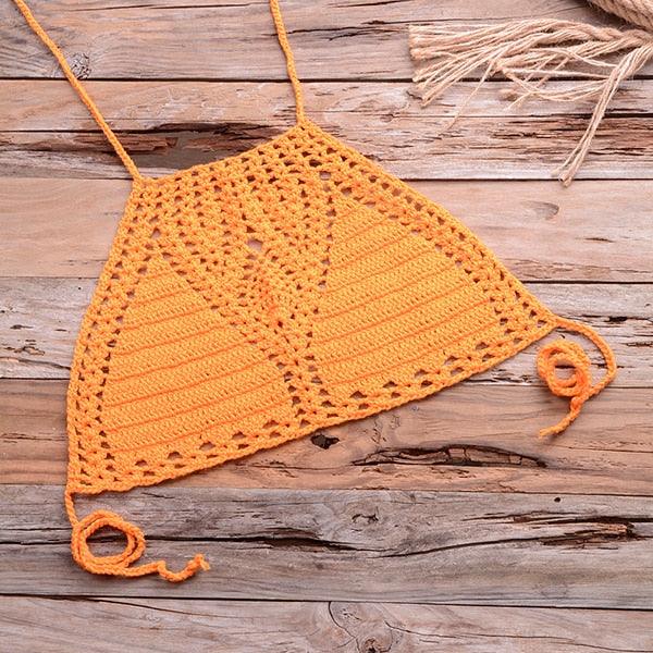 Handmade Vintage Crochet Bikinis Knitted Cotton Swimwear Women's Crochet Swimsuit Two Pieces Bathing Suits Bikini Swimsuit Top Bottom Bandage Modern Women Beachwear For Summer Stevvex