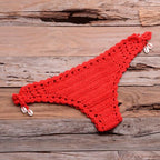Handmade Vintage Crochet Bikinis Knitted Cotton Swimwear Women's Crochet Swimsuit Two Pieces Bathing Suits Bikini Swimsuit Top Bottom Bandage Modern Women Beachwear For Summer Stevvex