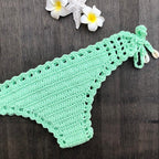 Handmade Vintage Crochet Bikinis Knitted Cotton Swimwear Women's Crochet Swimsuit Two Pieces Bathing Suits Bikini Swimsuit Top Bottom Bandage Modern Women Beachwear For Summer Stevvex