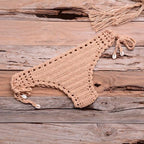 Handmade Vintage Crochet Bikinis Knitted Cotton Swimwear Women's Crochet Swimsuit Two Pieces Bathing Suits Bikini Swimsuit Top Bottom Bandage Modern Women Beachwear For Summer Stevvex