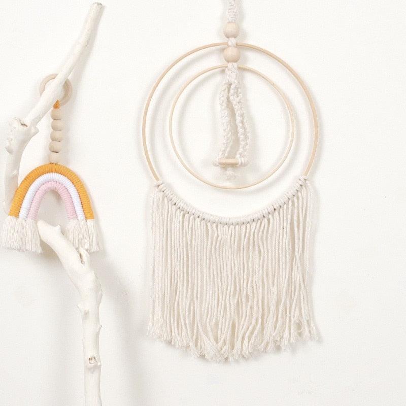 Handmade Wall Art Home Wall Decor Woven Hanging Tapestry Tassel Wind Chimes Wall Hanging Ornaments  Hand Macrame Wall  For Wall Wedding Living Room Gallery Patio Apartment Yard Decor Stevvex