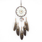 Handmade White Feather Dream Catcher Wind Chimes Hanging Ornaments Ceiling Decor Room Dream Net  Hanging Craft Gift Car Ornament Ribbons Feathers Wrapped Lights For Bedroom Decor Wedding Decorations Stevvex