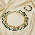 Handmade Woven Beaded Necklace | Glass Beads & Shell Pearls Choker | Intricate Seed Bead Art Necklace (MAC343)