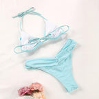 Handwork Bikinis Small Ruffle Swimsuit Vintage Print Swimwear Women Bathing Suit Leopard Patchwork Bikini Set String Stevvex