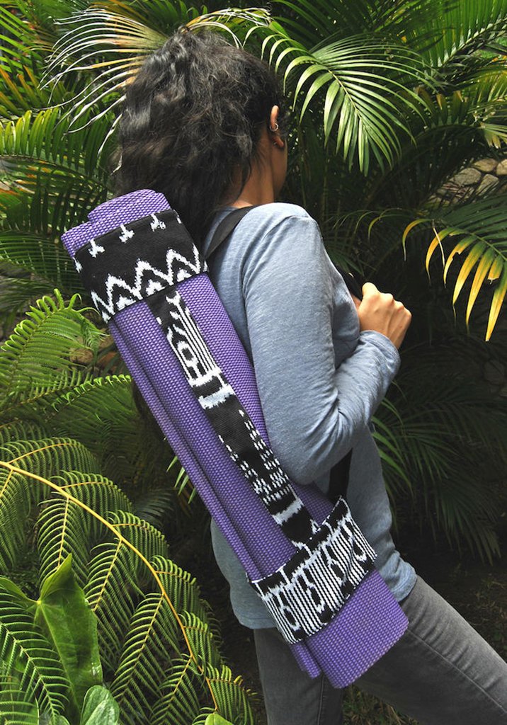 Handwoven Backstrap Yoga Mat Sling - Tribal Guatemalan Design, Lightweight BandsCo Straps