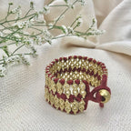 Handwoven Beaded Cotton Thread Cuff Bracelet Indian-Inspired Statement BandsCo Straps