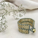 Handwoven Beaded Cotton Thread Cuff Bracelet Indian-Inspired Statement BandsCo Straps