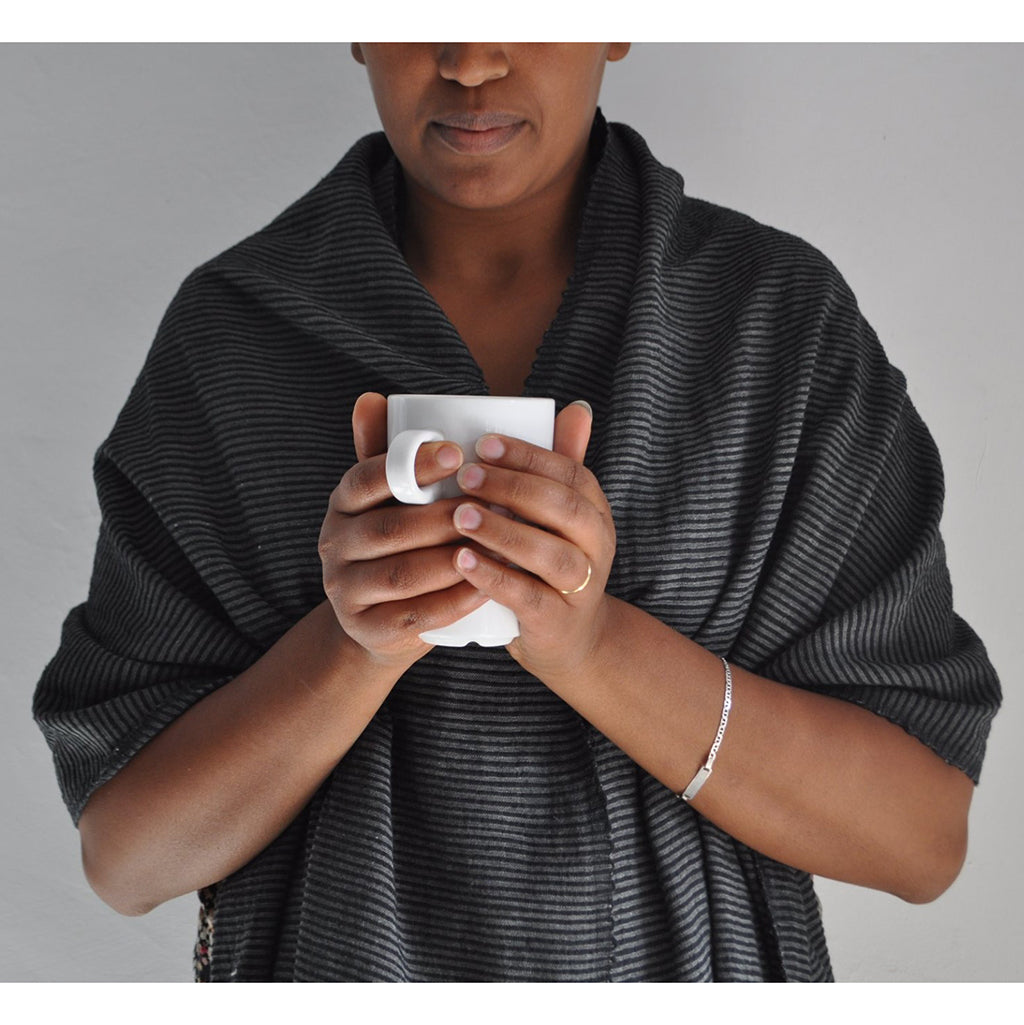 Handwoven Ethiopian Cotton Stripe Wrap Scarf Oversized