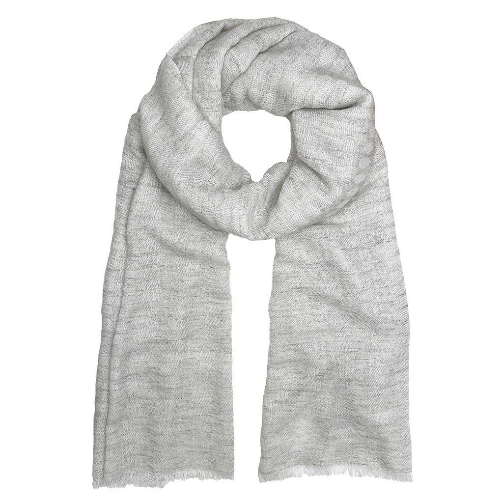 Handwoven Wool Scarf Marled Dot Gray Eyelash Fringe All-Season Soft BandsCo Straps