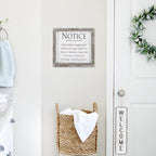 Wooden Welcome Hanging Sign Door Decor White Black Farmhouse Rustic 12 x 2.5 in BandsCo Straps