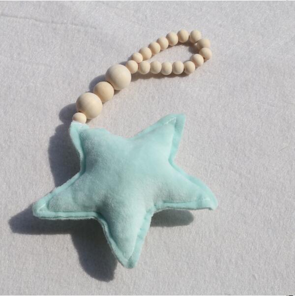 Hanging Nordic Wooden Beads Ornament Double Star Moon Kids Room Decoration Baby Crib Tent Hanging Pendant Wall Decor Photography Props Baby Mobile For Crib Moon and Stars Baby Nursery Ceiling Crib Mobile Kids Room Hanging Decor Stevvex