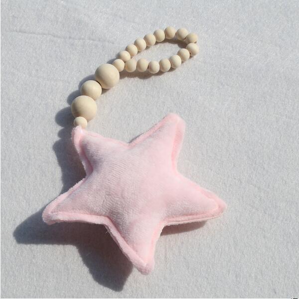Hanging Nordic Wooden Beads Ornament Double Star Moon Kids Room Decoration Baby Crib Tent Hanging Pendant Wall Decor Photography Props Baby Mobile For Crib Moon and Stars Baby Nursery Ceiling Crib Mobile Kids Room Hanging Decor Stevvex