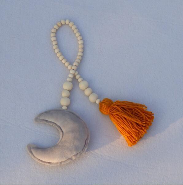 Hanging Nordic Wooden Beads Ornament Double Star Moon Kids Room Decoration Baby Crib Tent Hanging Pendant Wall Decor Photography Props Baby Mobile For Crib Moon and Stars Baby Nursery Ceiling Crib Mobile Kids Room Hanging Decor Stevvex