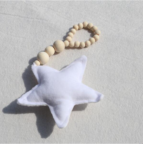 Hanging Nordic Wooden Beads Ornament Double Star Moon Kids Room Decoration Baby Crib Tent Hanging Pendant Wall Decor Photography Props Baby Mobile For Crib Moon and Stars Baby Nursery Ceiling Crib Mobile Kids Room Hanging Decor Stevvex