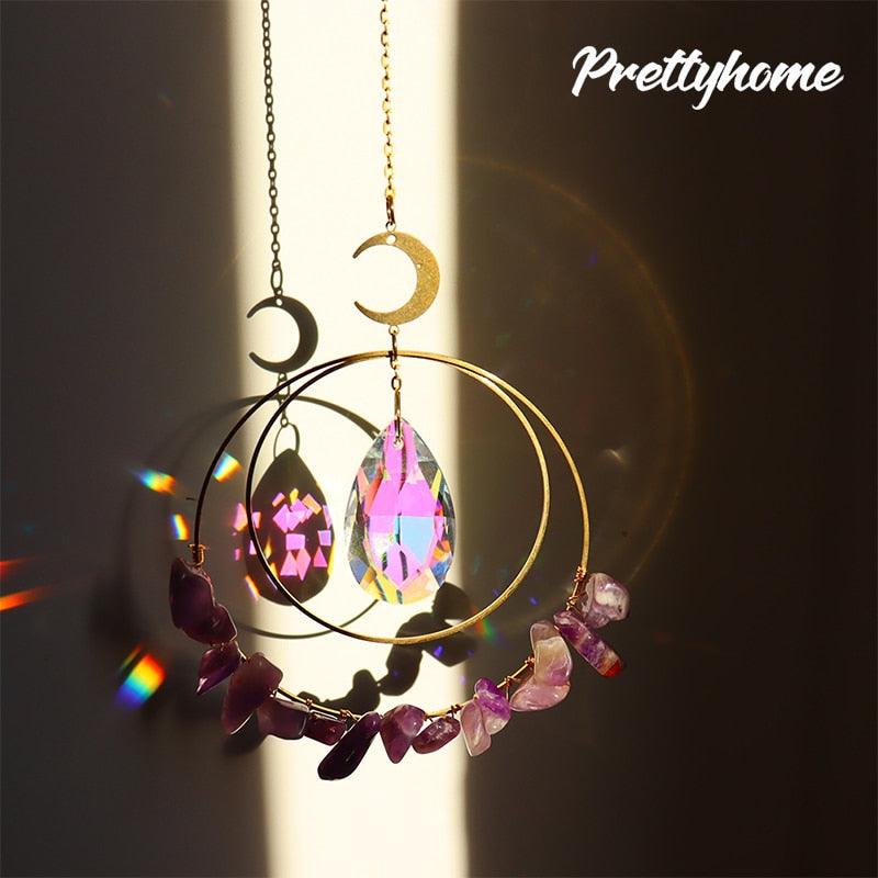 Hanging Sun Catcher Moon Light With Chain Pendant Ornament Crystal Balls  Catcher Wind-chime Rainbow Maker Crystal Hanging  Window Curtain Chandelier Outdoor Garden Home Decor Christmas Day Party Wedding Decoration Stevvex
