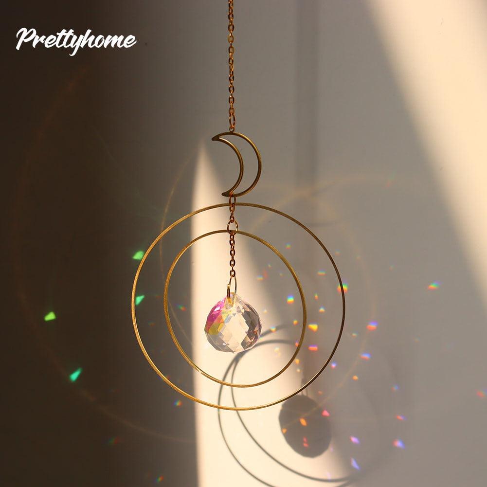 Hanging Sun Catcher Moon Light With Chain Pendant Ornament Crystal Balls  Catcher Wind-chime Rainbow Maker Crystal Hanging  Window Curtain Chandelier Outdoor Garden Home Decor Christmas Day Party Wedding Decoration Stevvex