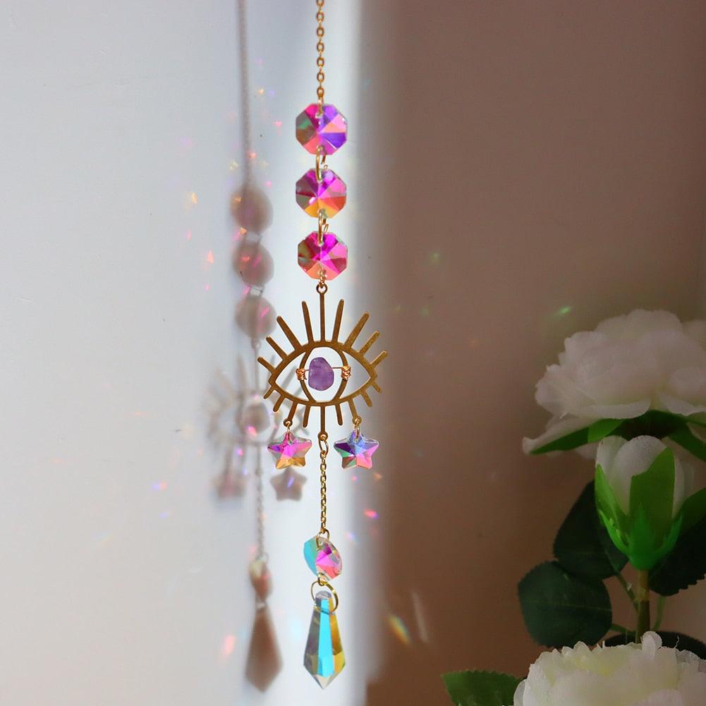 Hanging Sun Catcher Moon Light With Chain Pendant Ornament Crystal Balls  Catcher Wind-chime Rainbow Maker Crystal Hanging  Window Curtain Chandelier Outdoor Garden Home Decor Christmas Day Party Wedding Decoration Stevvex