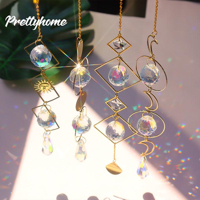 Hanging Sun Catcher Moon Light With Chain Pendant Ornament Crystal Balls  Catcher Wind-chime Rainbow Maker Crystal Hanging  Window Curtain Chandelier Outdoor Garden Home Decor Christmas Day Party Wedding Decoration Stevvex
