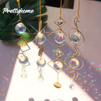 Hanging Sun Catcher Moon Light With Chain Pendant Ornament Crystal Balls  Catcher Wind-chime Rainbow Maker Crystal Hanging  Window Curtain Chandelier Outdoor Garden Home Decor Christmas Day Party Wedding Decoration Stevvex