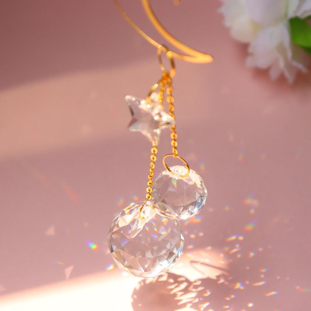 Hanging Sun Catcher Moon Light With Chain Pendant Ornament Crystal Balls  Catcher Wind-chime Rainbow Maker Crystal Hanging  Window Curtain Chandelier Outdoor Garden Home Decor Christmas Day Party Wedding Decoration Stevvex