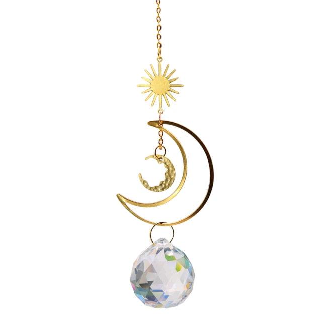 Hanging Sun Catcher Moon Light With Chain Pendant Ornament Crystal Balls  Catcher Wind-chime Rainbow Maker Crystal Hanging  Window Curtain Chandelier Outdoor Garden Home Decor Christmas Day Party Wedding Decoration Stevvex