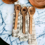 Happiness Is Homemade Wooden Spoon And Checkered Dish Towel Gift Set