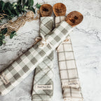 Happiness Is Homemade Wooden Spoon And Checkered Dish Towel Gift Set