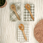 Happiness Is Homemade Wooden Spoon And Checkered Dish Towel Gift Set