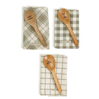 Happiness Is Homemade Wooden Spoon And Checkered Dish Towel Gift Set