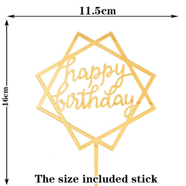 Happy Birthday Cake Topper Gold Cake Topper Acrylic Cake Topper Happy Birthday Cake Topper Cake Decoration Acrylic Letter Cake Toppers Party Supplies Happy Birthday Black Cake Decorations Stevvex