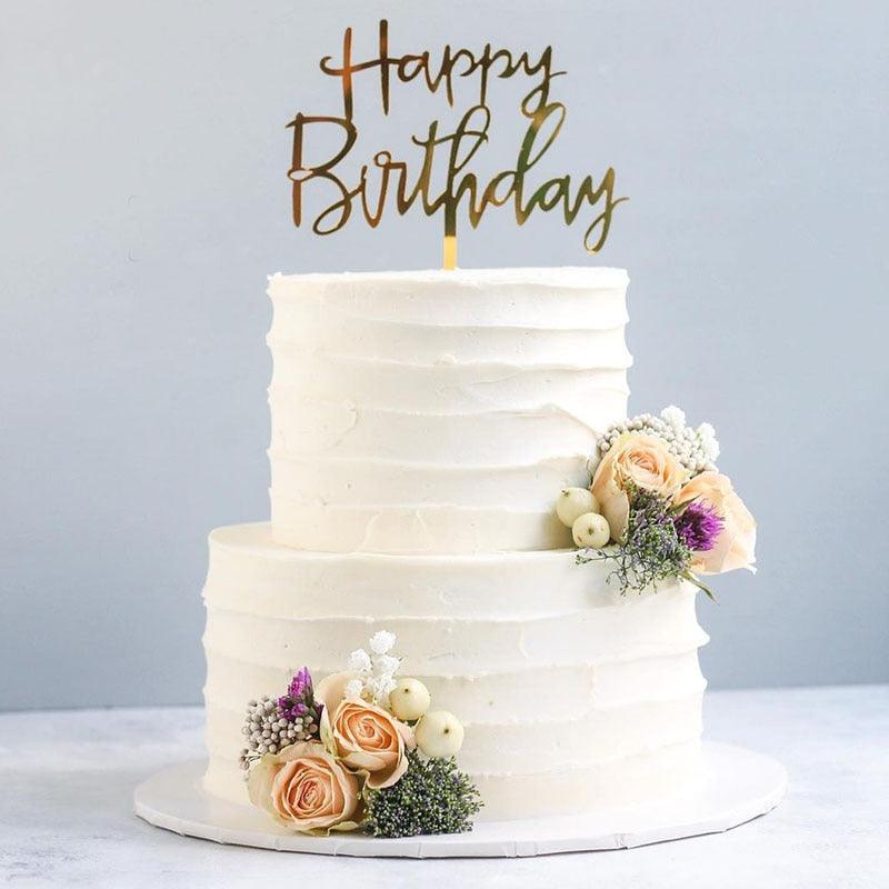 Happy Birthday Cake Topper Gold Cake Topper Acrylic Cake Topper Happy Birthday Cake Topper Cake Decoration Acrylic Letter Cake Toppers Party Supplies Happy Birthday Black Cake Decorations Stevvex