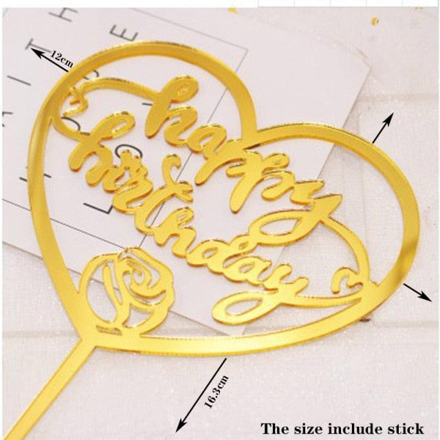 Happy Birthday Cake Topper Gold Cake Topper Acrylic Cake Topper Happy Birthday Cake Topper Cake Decoration Acrylic Letter Cake Toppers Party Supplies Happy Birthday Black Cake Decorations Stevvex